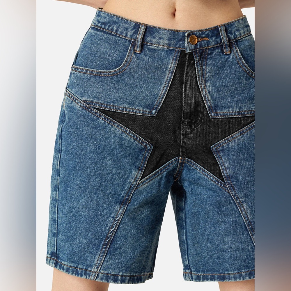 ROMWE Star Patchwork Jorts